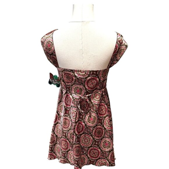 NWT VTG Y2K Self Esteem Babydoll Brown Pink Top Fairy Medallion Womens Size 1X - Picture 4 of 10